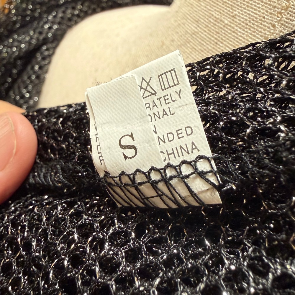 🖤 Sheer Black Metallic Fishnet Goth Edgy Y2K Clubwear Mesh Maxi Dress Women S - Picture 6 of 9